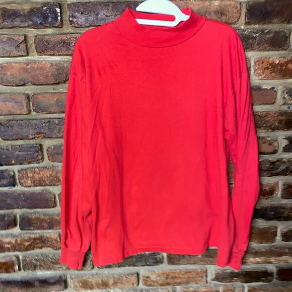 Lands' End Cotton Long Sleeve Mock Neck T-Shirt Women's Size Large - Picture 1 of 4